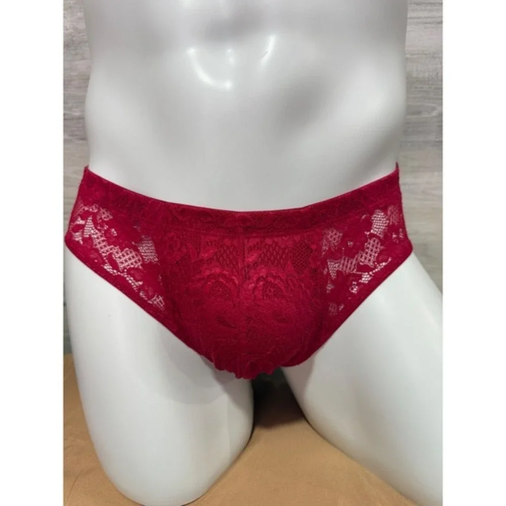 Cosabella Never Say Never Men's Lace Micro Brief Red Sexy Luxury Comfort S
